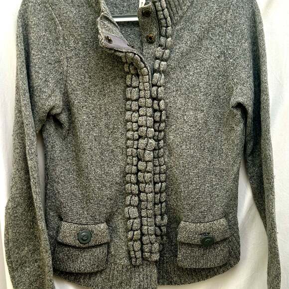 Anthropologie Moth Gray Wool Sweater Cardigan, Snap Up, Size M - Picture 1 of 4